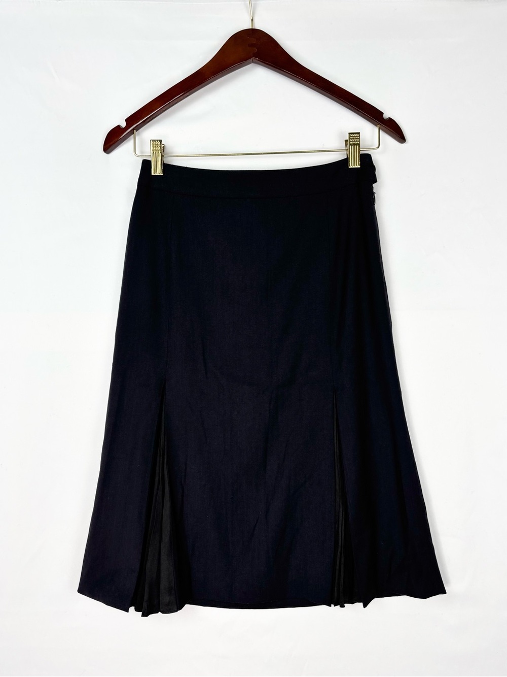 John Galliano Midi Skirt Black Kick Pleat Panel Women Italy Crepe Designer